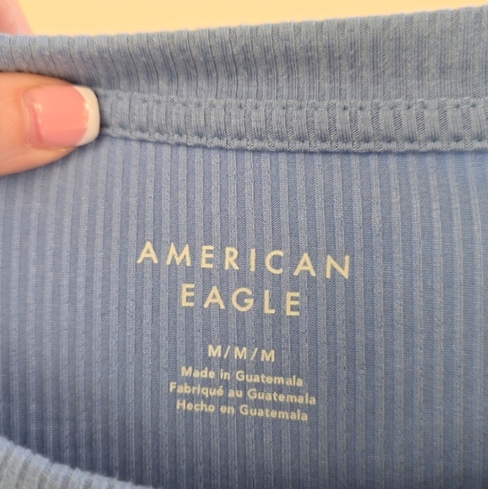 American Eagle Outfitters Sky Blue Ribbed Bodysuit Size M - Picture 4 of 4